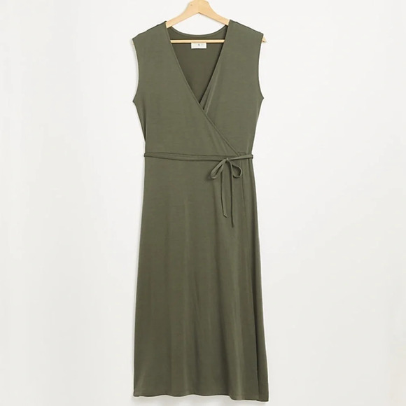 NWT L&G SigSoft Jersey Crossover Midi Dress - Picture 1 of 3